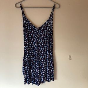 Navy Romper with flower details